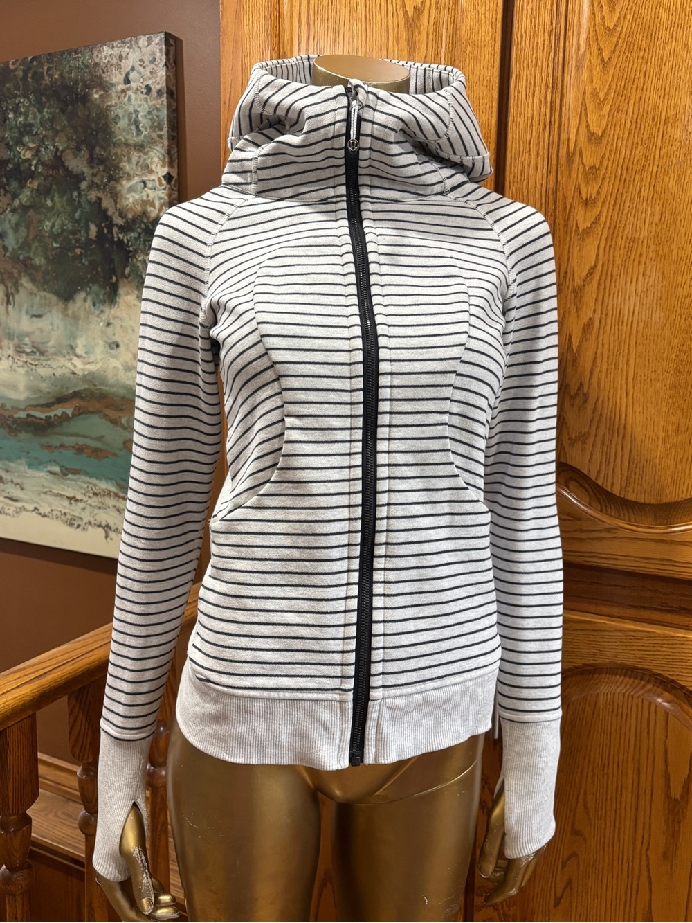 lululemon athletica Striped Full-Zip Hoodie - White & Black